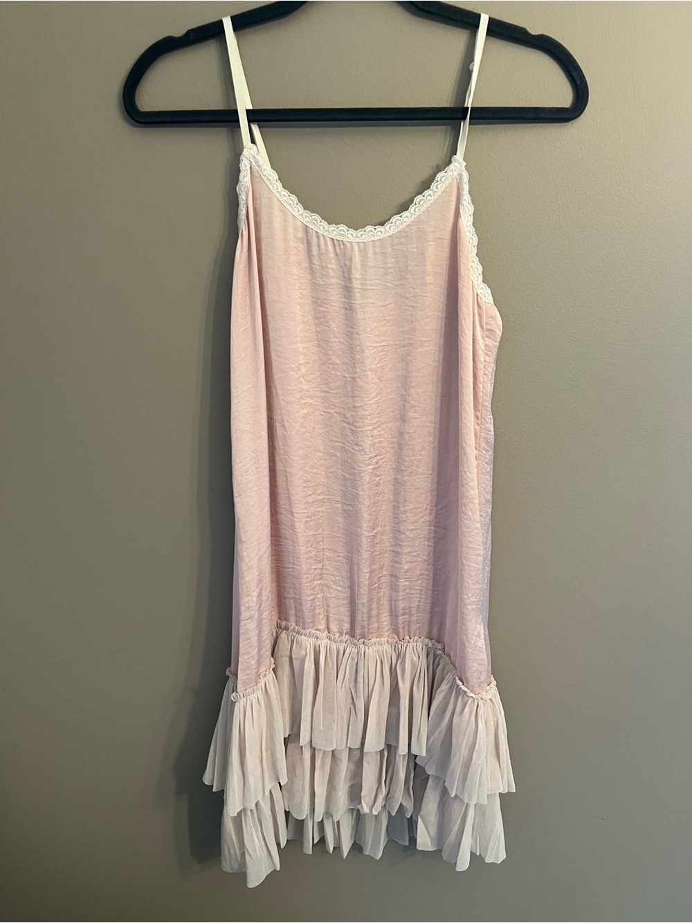 Light Pink Lace-Trim Mini Dress
